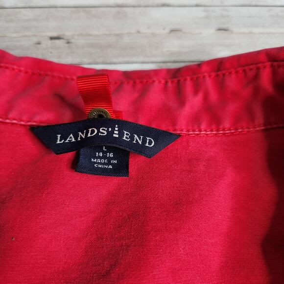 Lands' End Red Button Front Denim Jacket L(14-16) - Picture 5 of 8
